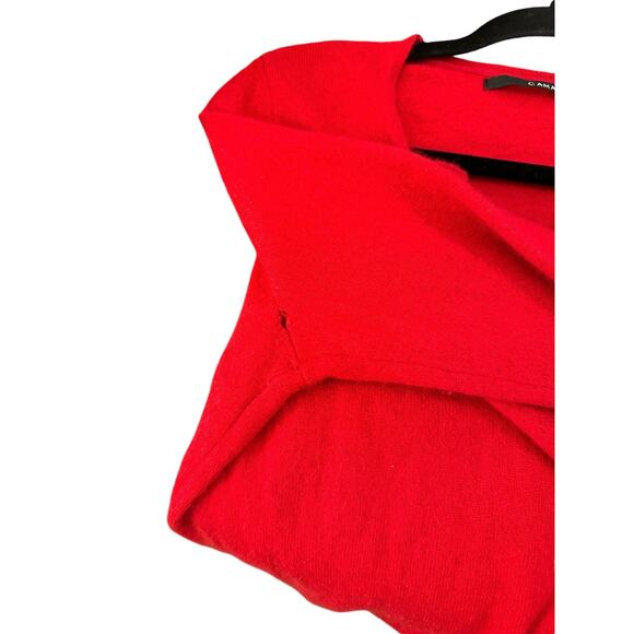 Camaieu Valentine's Cherry Red Vneck Cashmere Sweater Sm Classic Chic Minimal - Picture 7 of 9